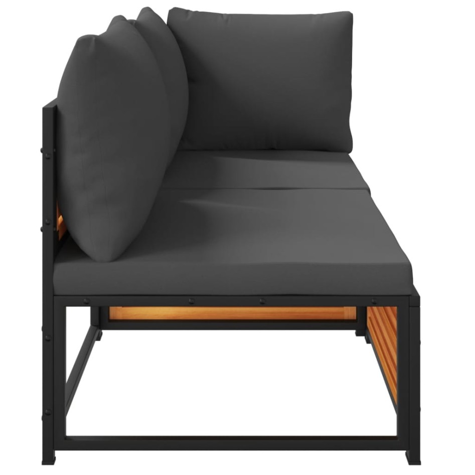 Sofá de jardín 2 plazas con cojines madera maciza de