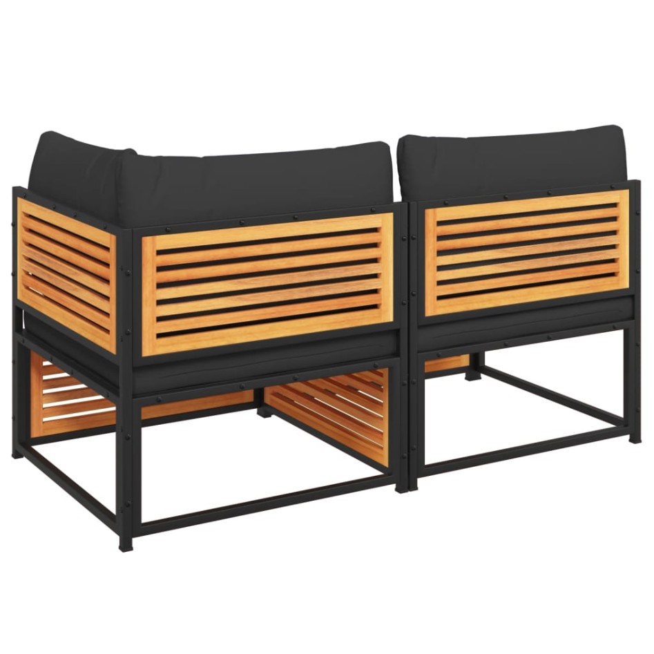 Sofá de jardín 2 plazas con cojines madera maciza de