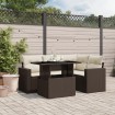 Set comedor de jardín 5 piezas y cojines ratán sintético marrón