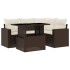 Set comedor de jardín 5 piezas y cojines ratán sintético