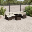 Set sofás de jardín 8 piezas y cojines ratán sintético marrón