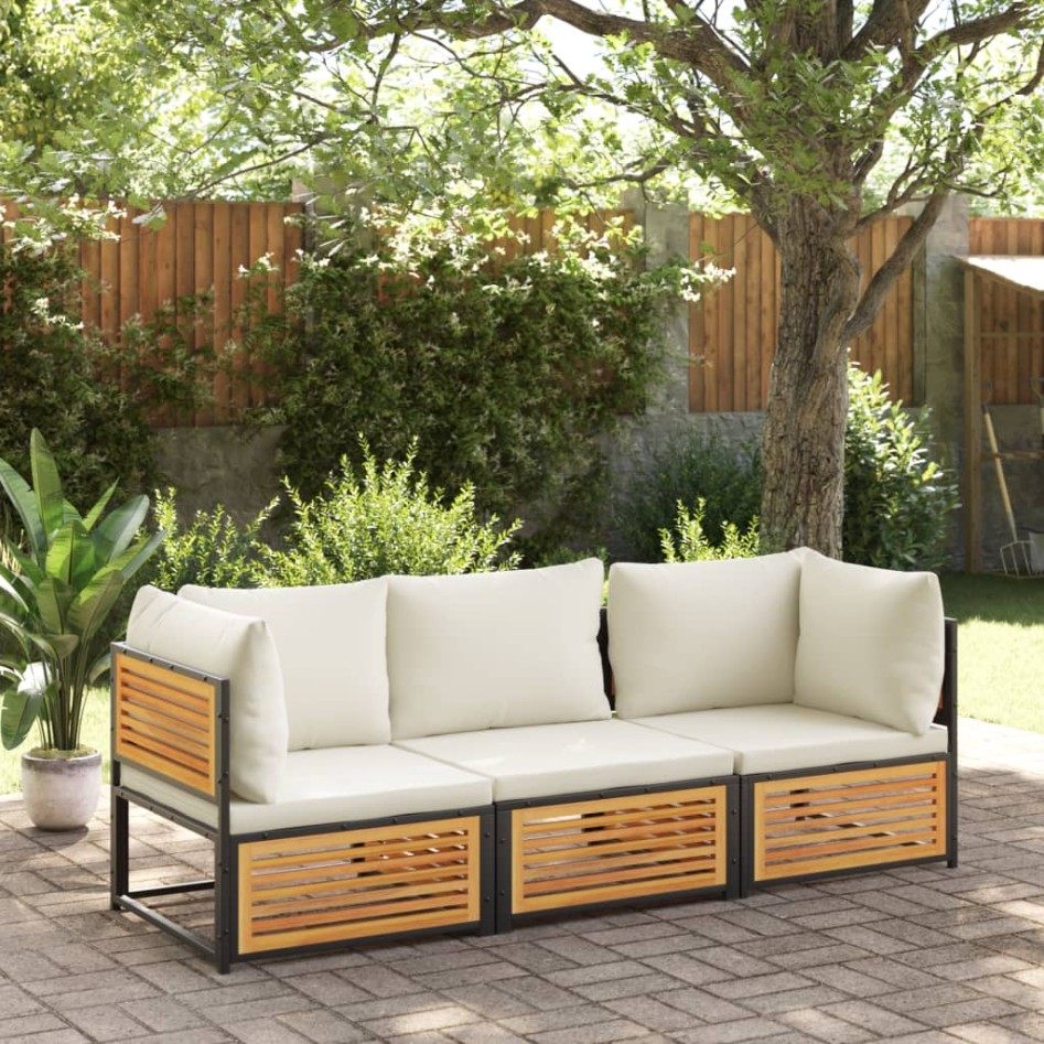 Sofá de jardín 2 plazas con cojines madera maciza de