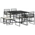 Set de comedor de jardín 9 pzas y cojines ratán sintético