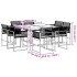 Set de comedor de jardín 9 pzas y cojines ratán sintético