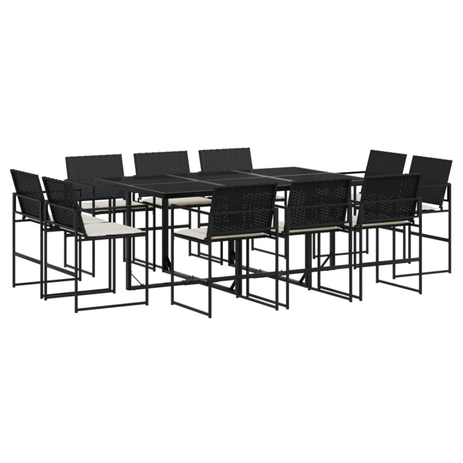 Set de comedor jardín 11 pzas con cojines ratán sintético