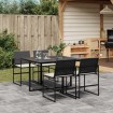 Set de muebles jardín 5 pzas con cojines ratán sintético negro