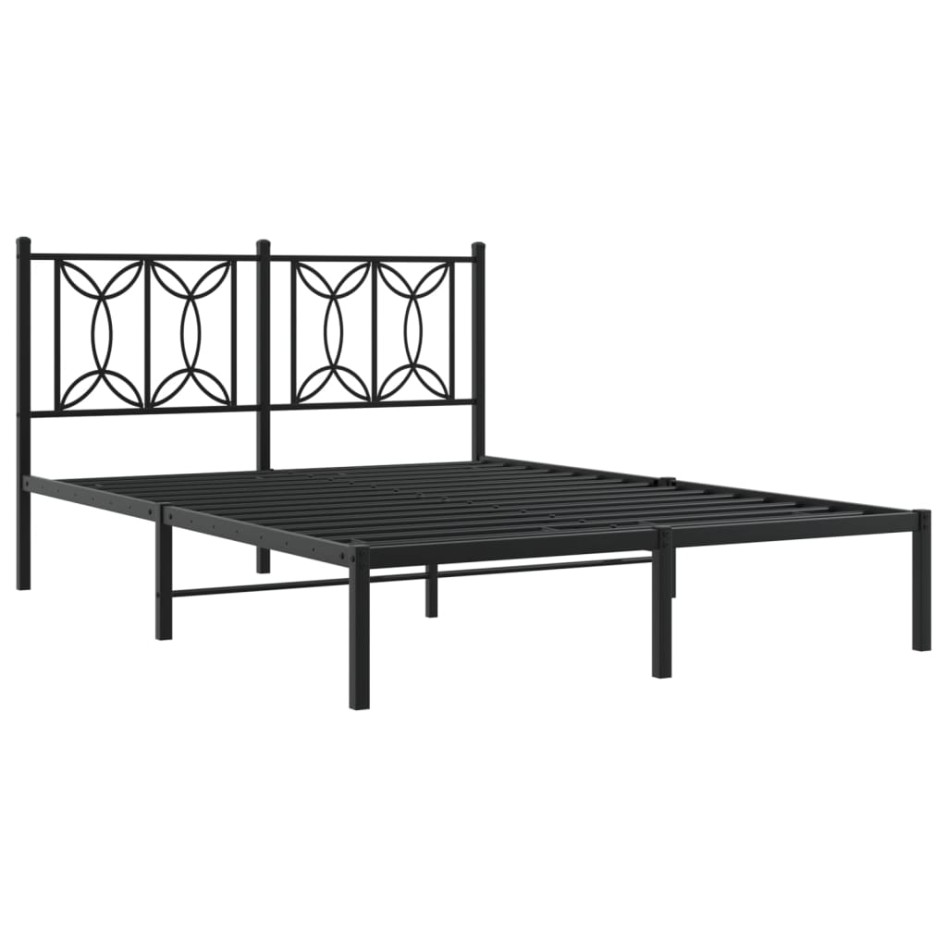 Estructura cama sin colchón con cabecero metal negro 140x190