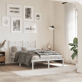 Estructura cama sin colchón con cabecero metal blanco
