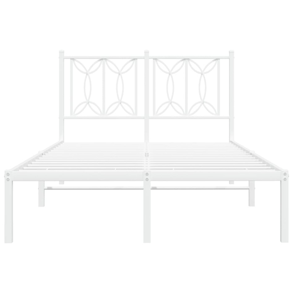 Estructura cama sin colchón con cabecero metal blanco