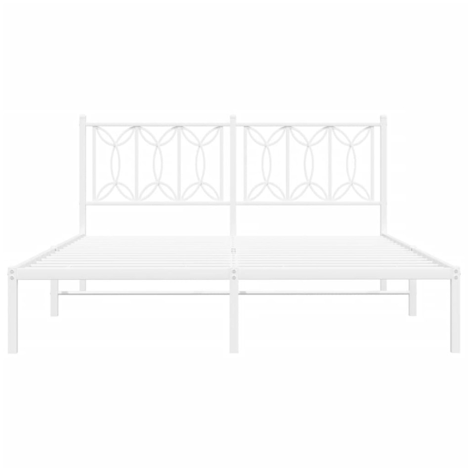 Estructura cama sin colchón con cabecero metal blanco