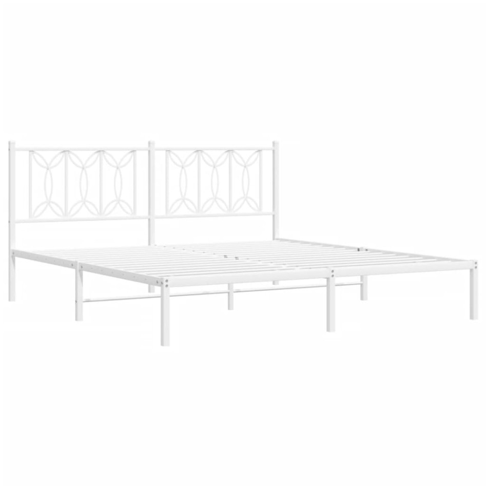 Estructura cama sin colchón con cabecero metal blanco