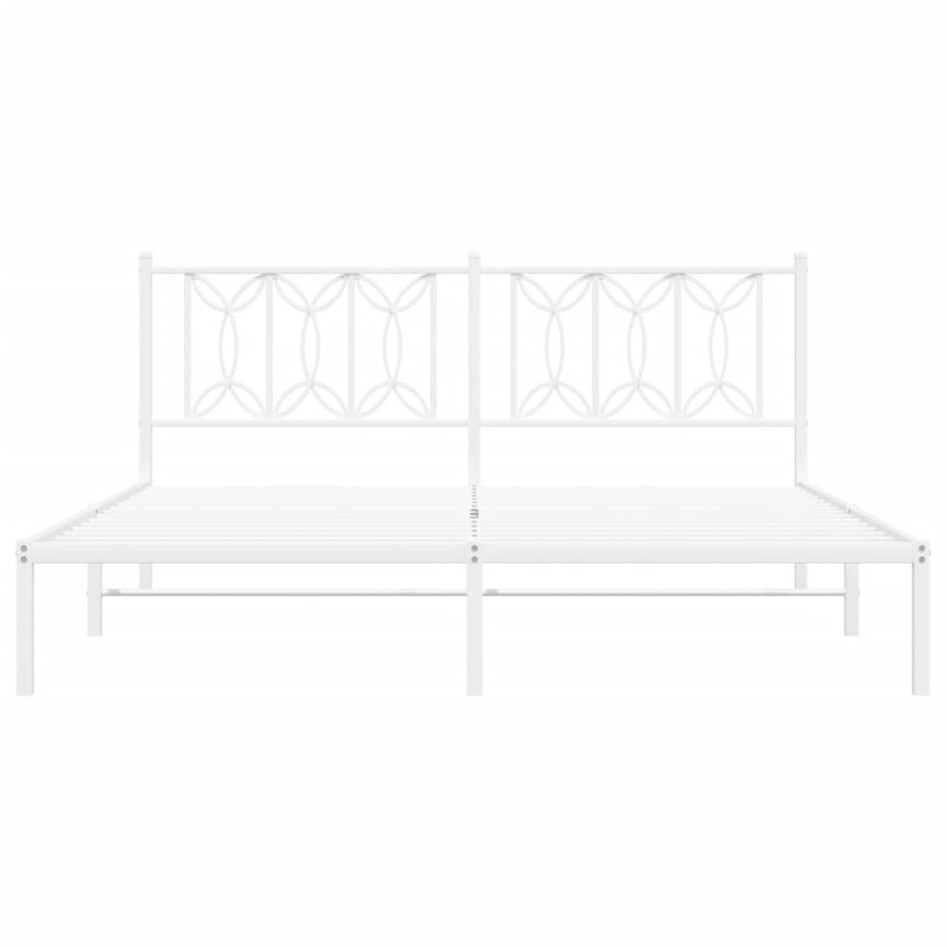 Estructura cama sin colchón con cabecero metal blanco