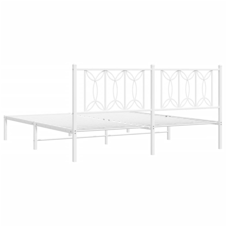 Estructura cama sin colchón con cabecero metal blanco