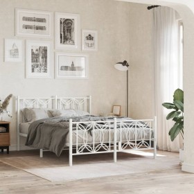 Estructura cama sin colchón con estribo metal blanco 135x190