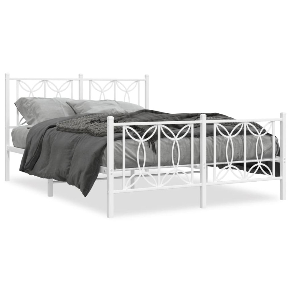 Estructura cama sin colchón con estribo metal blanco 135x190