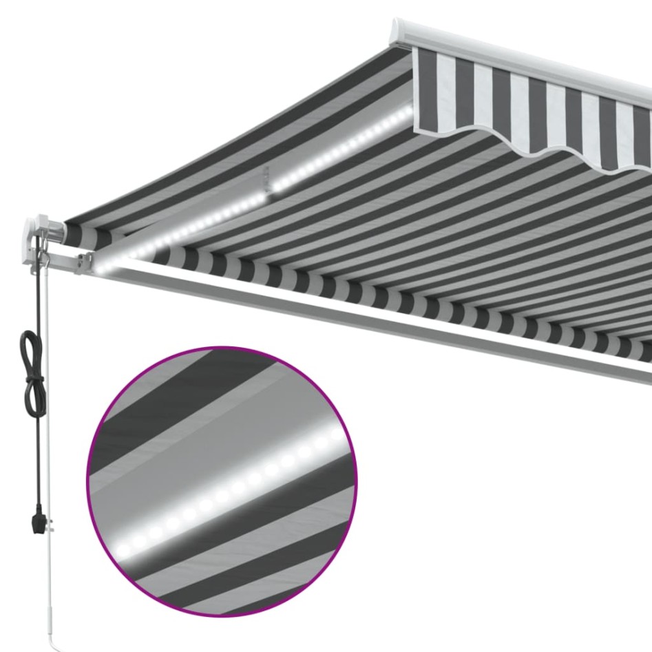 Toldo retráctil automático luz LED antracita blanco