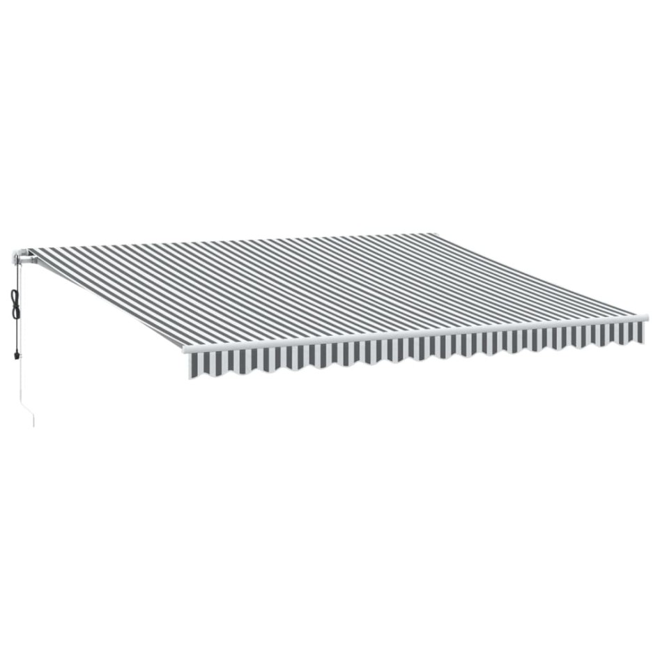 Toldo retráctil automático gris antracita y blanco 450x350