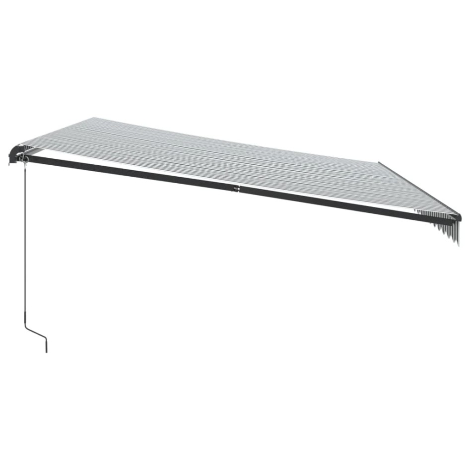 Toldo retráctil manual luz LED antracita y blanco 500x350