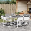 Juego de comedor de jardín 9 pzas con cojines textilene blanco