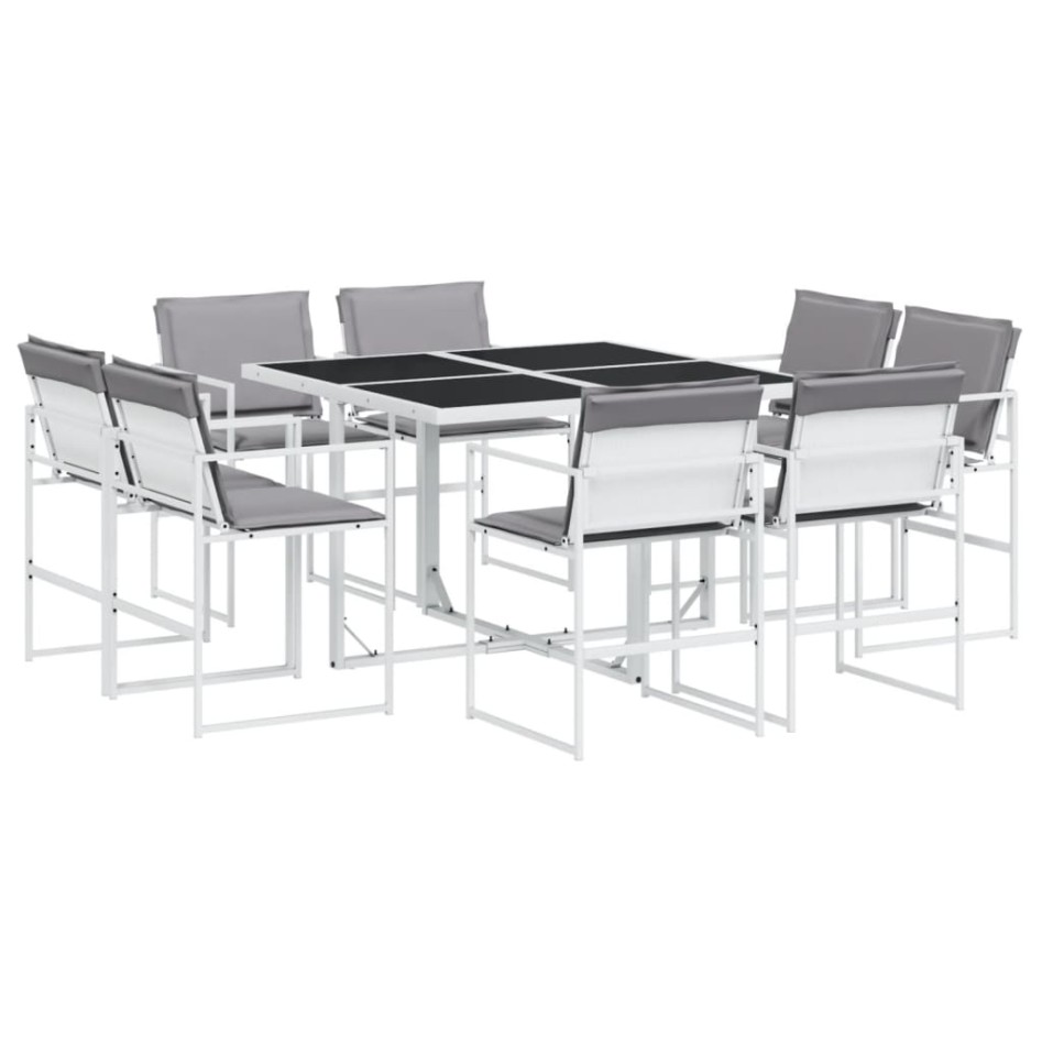Juego de comedor de jardín 9 pzas con cojines textilene