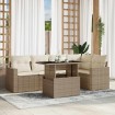 Juego de sofás jardín con cojines 6 pzas ratán sintético beige