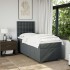 Cama box spring con colchón tela gris oscuro 90x200