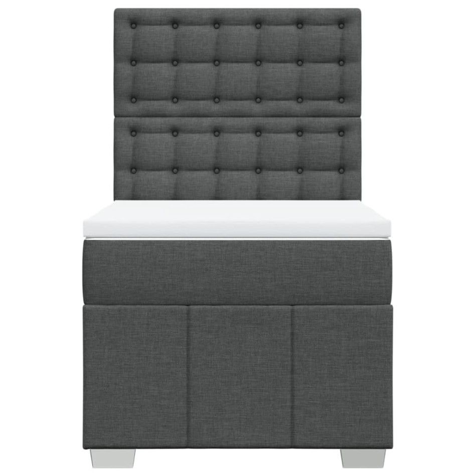 Cama box spring con colchón tela gris oscuro 90x200