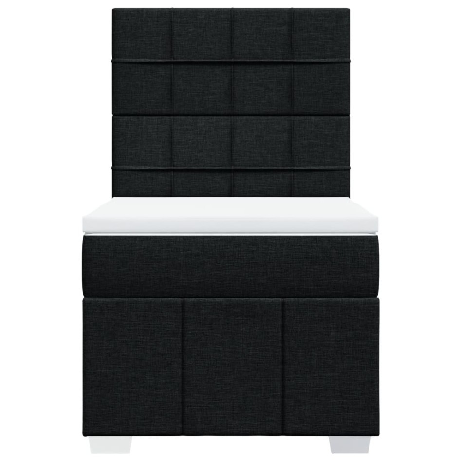 Cama box spring con colchón tela negro 90x200