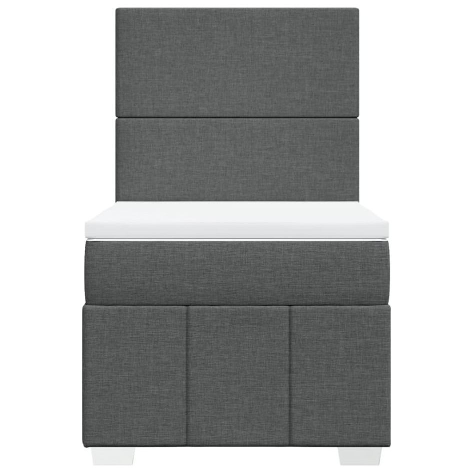 Cama box spring con colchón tela gris oscuro 90x200