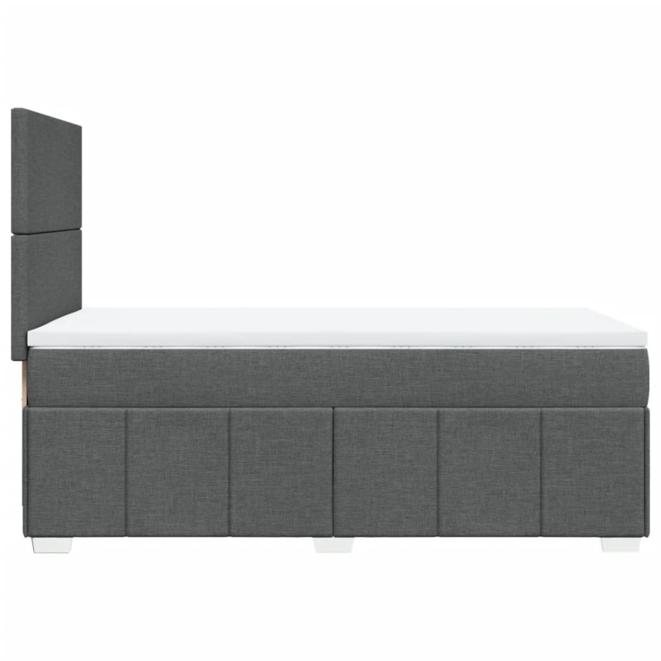 Cama box spring con colchón tela gris oscuro 90x200