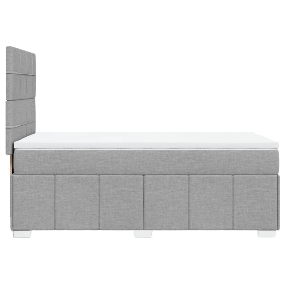 Cama box spring con colchón tela gris claro 90x200