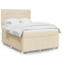 Cama box spring con colchón tela color crema 140x200