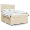 Cama box spring con colchón tela color crema 140x200 cm