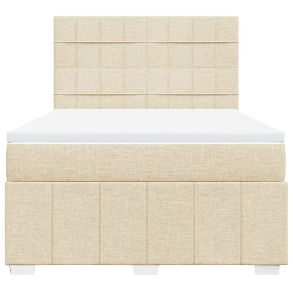Cama box spring con colchón tela color crema 140x200