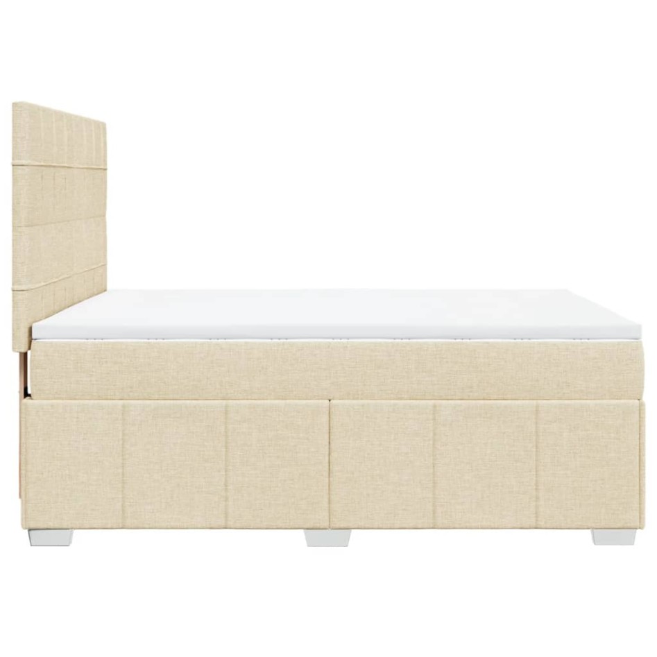 Cama box spring con colchón tela color crema 140x200