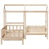 Set de sofá cama con banco y techo madera maciza pino 90x200