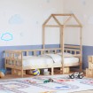 Sofá cama con techo de madera maciza de pino 80x200 cm
