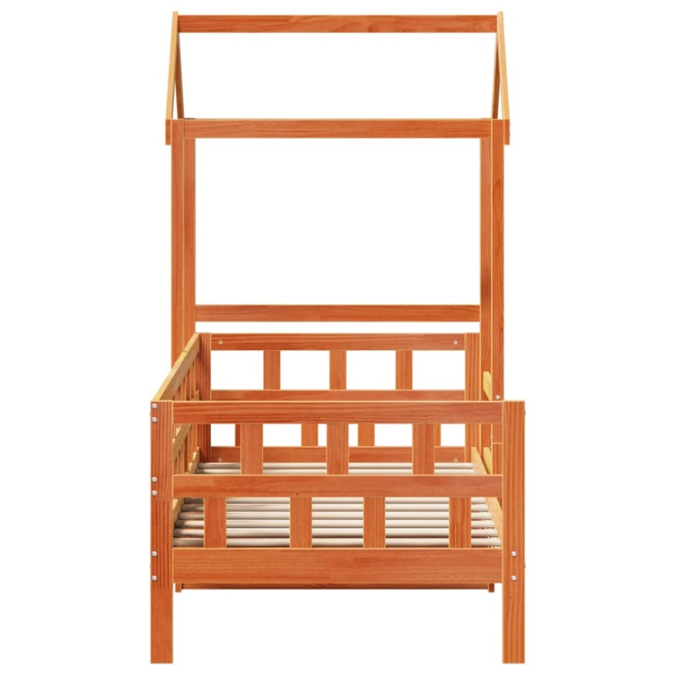 Sofá cama con techo madera maciza pino marrón cera 90x190