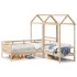 Set de sofá cama con banco y techo madera maciza pino 90x200