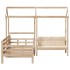 Set de sofá cama con banco y techo madera maciza pino 90x200