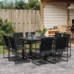 Juego de comedor para jardín 9 piezas textilene negro