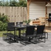 Juego de comedor para jardín 9 piezas textilene negro