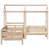 Set de sofá cama con banco y techo madera maciza pino 80x200