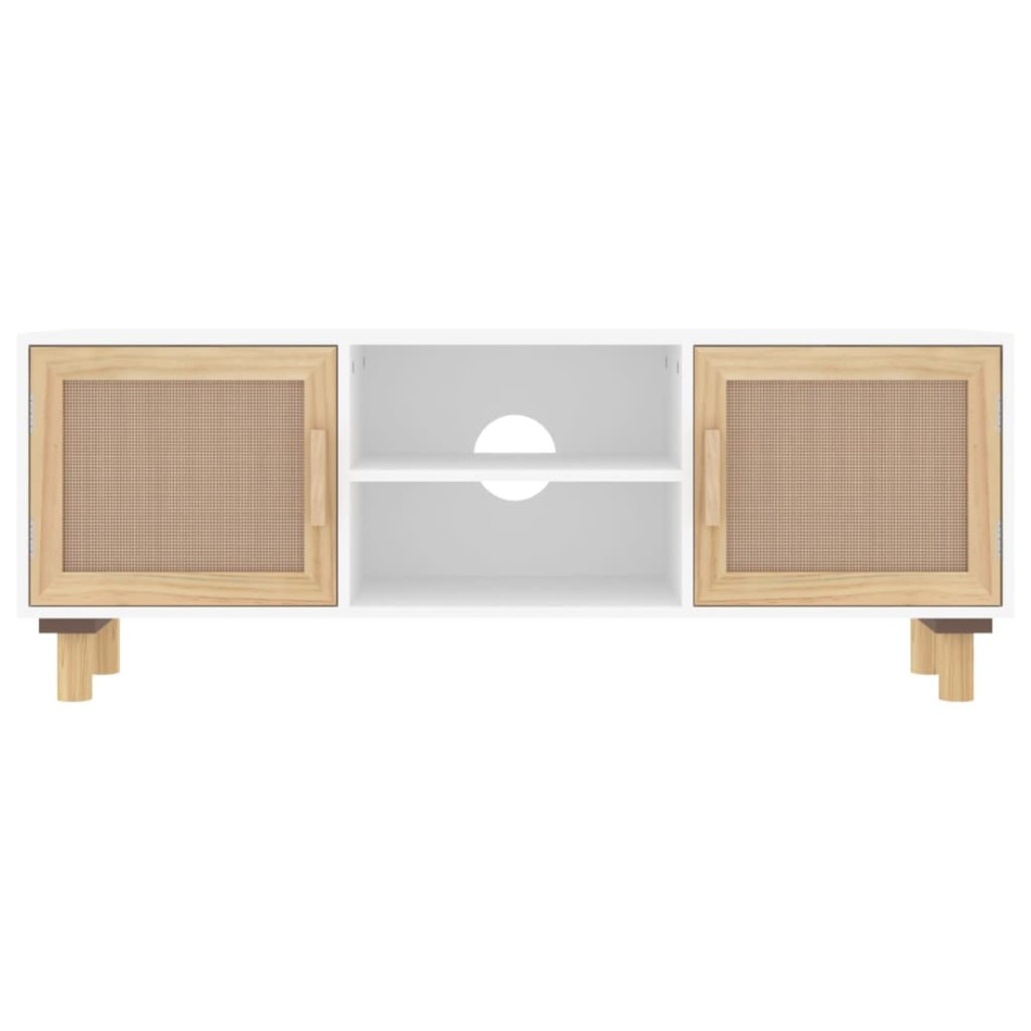 Mueble para TV madera maciza pino y ratán natural 105x30x40