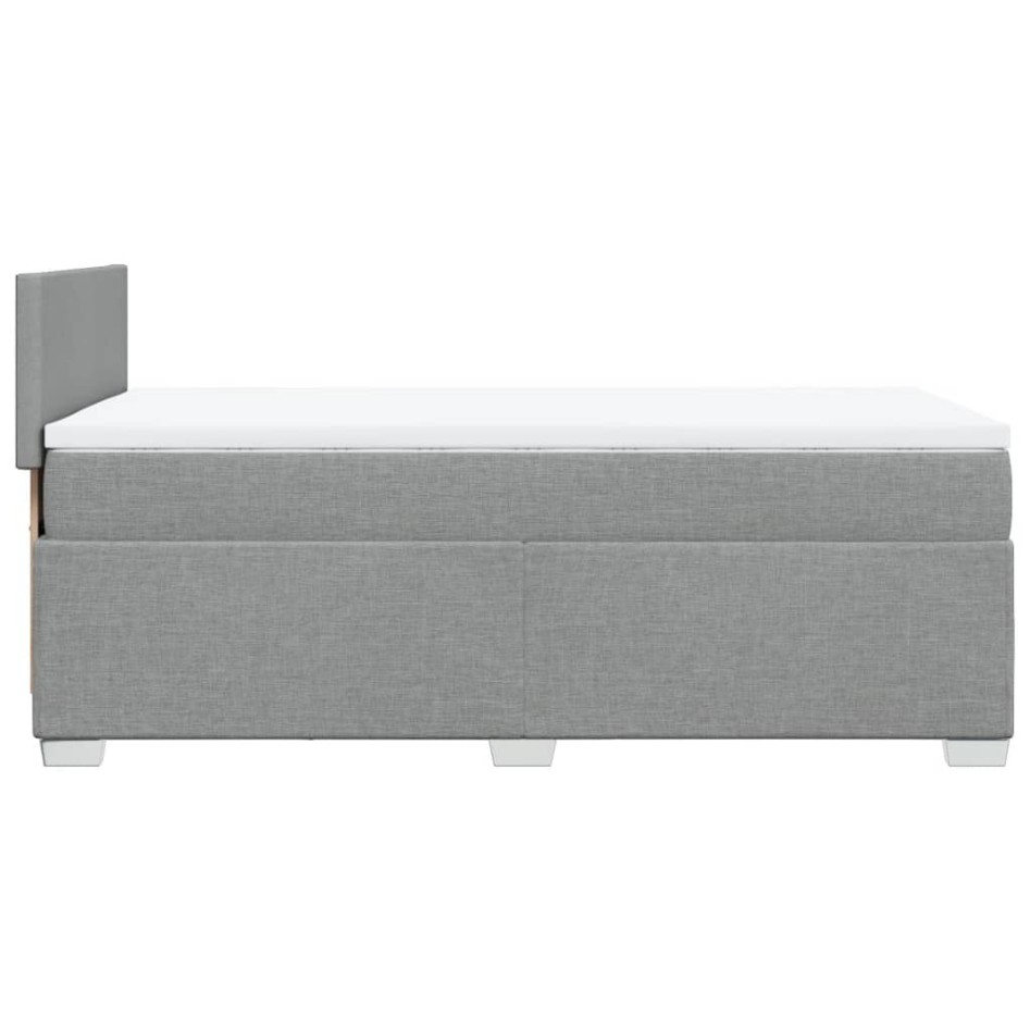 Cama box spring con colchón tela gris claro 90x190