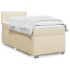 Cama box spring con colchón tela color crema 90x200