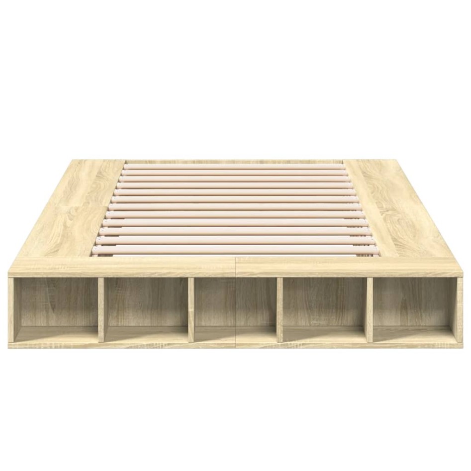 Estructura de cama madera de ingeniería roble Sonoma 120x200