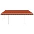 Toldo retráctil manual con luz LED naranja y marrón 4,5x3,5