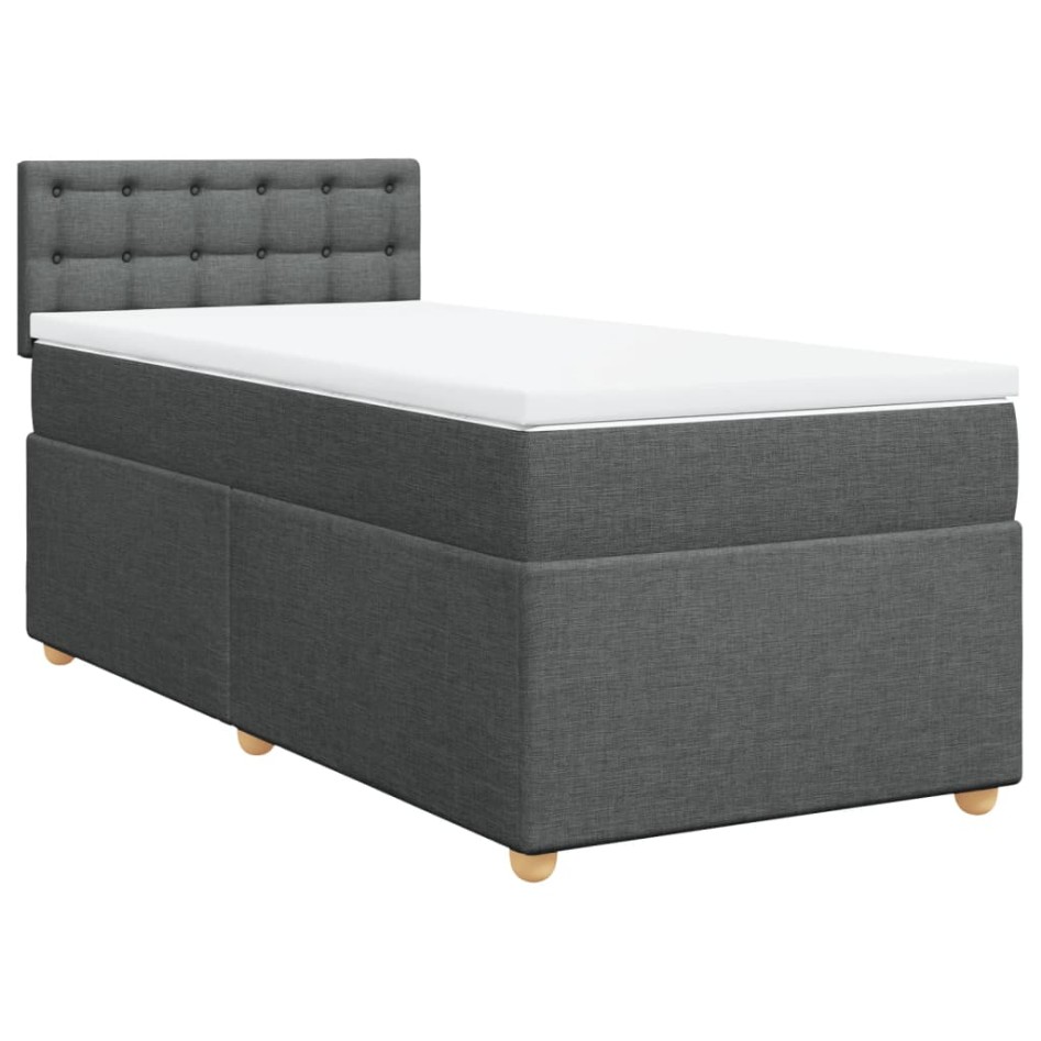Cama box spring con colchón tela gris oscuro 80x200