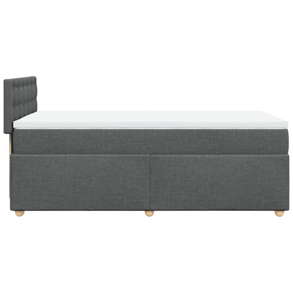 Cama box spring con colchón tela gris oscuro 80x200